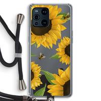 CaseCompany Sunflower and bees: Oppo Find X3 Transparant Hoesje met koord