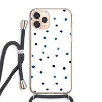 CaseCompany Blauwe stippen: iPhone 11 Pro Max Transparant Hoesje met koord