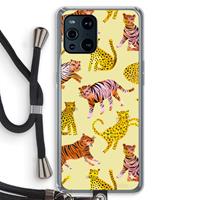 CaseCompany Cute Tigers and Leopards: Oppo Find X3 Transparant Hoesje met koord
