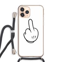 CaseCompany Middle finger white: iPhone 11 Pro Max Transparant Hoesje met koord