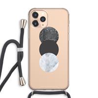 CaseCompany Marmeren cirkels: iPhone 11 Pro Max Transparant Hoesje met koord