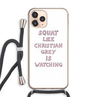 CaseCompany Christian Grey: iPhone 11 Pro Max Transparant Hoesje met koord