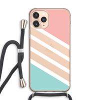 CaseCompany Strepen pastel: iPhone 11 Pro Max Transparant Hoesje met koord