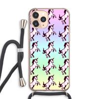 CaseCompany Musketon Unicorn: iPhone 11 Pro Max Transparant Hoesje met koord