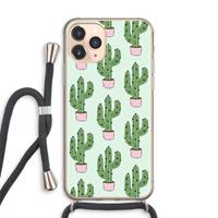 CaseCompany Cactus Lover: iPhone 11 Pro Max Transparant Hoesje met koord