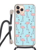 CaseCompany Anything Flamingoes: iPhone 11 Pro Max Transparant Hoesje met koord