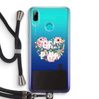 CaseCompany GRL PWR Flower: Huawei P Smart (2019) Transparant Hoesje met koord