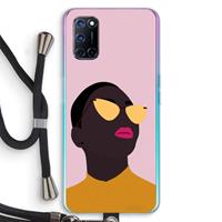 CaseCompany Yellow glasses: Oppo A92 Transparant Hoesje met koord