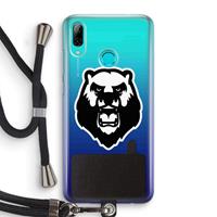 CaseCompany Angry Bear (white): Huawei P Smart (2019) Transparant Hoesje met koord
