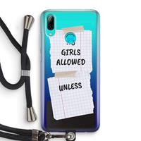 CaseCompany No Girls Allowed Unless: Huawei P Smart (2019) Transparant Hoesje met koord