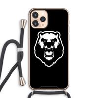 CaseCompany Angry Bear (black): iPhone 11 Pro Max Transparant Hoesje met koord