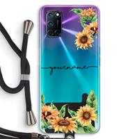 CaseCompany Zonnebloemen: Oppo A92 Transparant Hoesje met koord