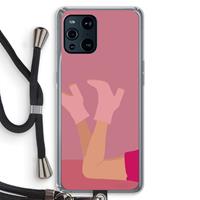 CaseCompany Pink boots: Oppo Find X3 Transparant Hoesje met koord