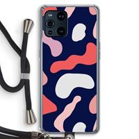 CaseCompany Memphis Shapes Pink: Oppo Find X3 Transparant Hoesje met koord