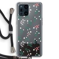 CaseCompany Small white flowers: Oppo Find X3 Transparant Hoesje met koord