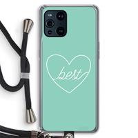 CaseCompany Best heart pastel: Oppo Find X3 Pro Transparant Hoesje met koord