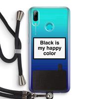 CaseCompany Black is my happy color: Huawei P Smart (2019) Transparant Hoesje met koord