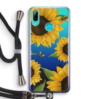CaseCompany Sunflower and bees: Huawei P Smart (2019) Transparant Hoesje met koord