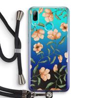 CaseCompany Peachy flowers: Huawei P Smart (2019) Transparant Hoesje met koord