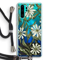 CaseCompany Wit bloemenpatroon: Huawei P30 Pro Transparant Hoesje met koord