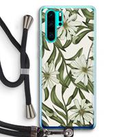 CaseCompany Wit bloemenpatroon: Huawei P30 Pro Transparant Hoesje met koord