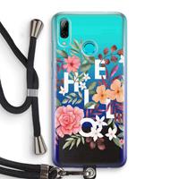 CaseCompany Hello in flowers: Huawei P Smart (2019) Transparant Hoesje met koord