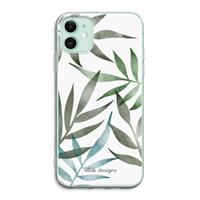 CaseCompany Tropical watercolor leaves: iPhone 11 Transparant Hoesje