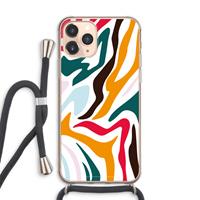 CaseCompany Colored Zebra: iPhone 11 Pro Max Transparant Hoesje met koord
