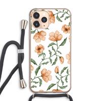 CaseCompany Peachy flowers: iPhone 11 Pro Max Transparant Hoesje met koord