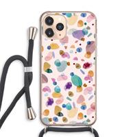 CaseCompany Terrazzo Memphis Pink: iPhone 11 Pro Max Transparant Hoesje met koord