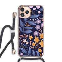 CaseCompany Flowers with blue leaves: iPhone 11 Pro Max Transparant Hoesje met koord