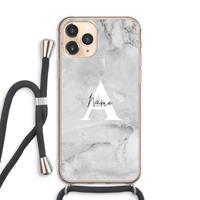 CaseCompany Ivory Marble: iPhone 11 Pro Max Transparant Hoesje met koord