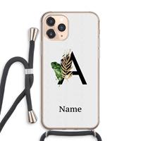CaseCompany Charcoal Flora: iPhone 11 Pro Max Transparant Hoesje met koord