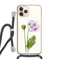 CaseCompany Purple poppy: iPhone 11 Pro Max Transparant Hoesje met koord