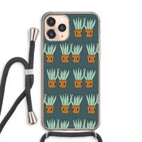 CaseCompany Sansevieria: iPhone 11 Pro Max Transparant Hoesje met koord