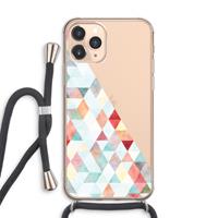 CaseCompany Gekleurde driehoekjes pastel: iPhone 11 Pro Max Transparant Hoesje met koord