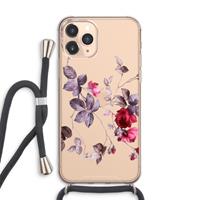 CaseCompany Mooie bloemen: iPhone 11 Pro Max Transparant Hoesje met koord