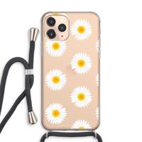 CaseCompany Margrietjes: iPhone 11 Pro Max Transparant Hoesje met koord