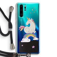 CaseCompany Regenboog eenhoorn: Huawei P30 Pro Transparant Hoesje met koord