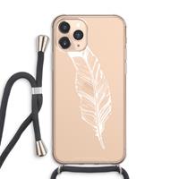 CaseCompany Pluim: iPhone 11 Pro Max Transparant Hoesje met koord