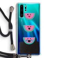 CaseCompany Smiley watermeloen: Huawei P30 Pro Transparant Hoesje met koord