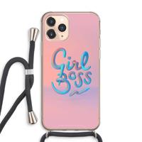 CaseCompany Girl boss: iPhone 11 Pro Max Transparant Hoesje met koord