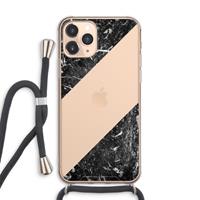 CaseCompany Zwart marmer: iPhone 11 Pro Max Transparant Hoesje met koord