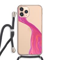 CaseCompany Paarse stroom: iPhone 11 Pro Max Transparant Hoesje met koord