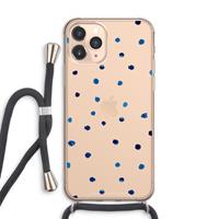 CaseCompany Blauwe stippen: iPhone 11 Pro Max Transparant Hoesje met koord