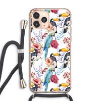 CaseCompany Bloemen tukan: iPhone 11 Pro Max Transparant Hoesje met koord