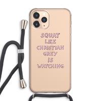CaseCompany Christian Grey: iPhone 11 Pro Max Transparant Hoesje met koord