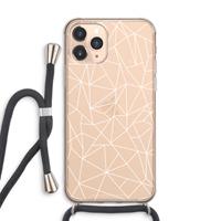 CaseCompany Geometrische lijnen wit: iPhone 11 Pro Max Transparant Hoesje met koord