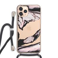 CaseCompany Roze stroom: iPhone 11 Pro Max Transparant Hoesje met koord