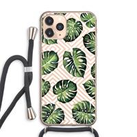 CaseCompany Geometrische jungle: iPhone 11 Pro Max Transparant Hoesje met koord